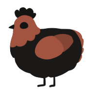 A sable and russet chicken with a head pattern
