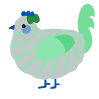 A silver and spring chicken with a bar pattern