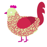 A apple and crimson chicken with a double-lace pattern