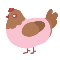 DONUT, a rose and brown chicken with a head pattern