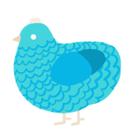 A aqua and cerulean chicken with a lace pattern