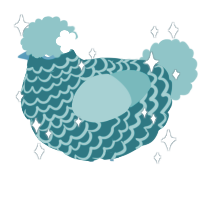A sea and aqua chicken with a lace pattern