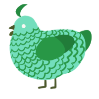 A mint and viridian chicken with a lace pattern