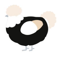 A black and cream chicken with a head pattern