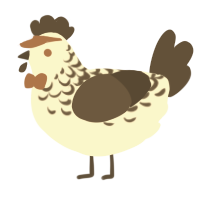 A cream and bark chicken with a half-lace pattern