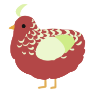 A red and apple chicken with a half-lace pattern