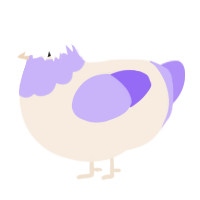 A cream and lilac chicken with a head pattern