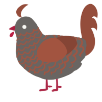 A grey and russet chicken with a lace pattern