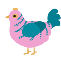 A pink and sea chicken with a half-bar pattern
