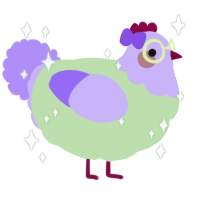 A gluppy and lilac chicken with a head pattern