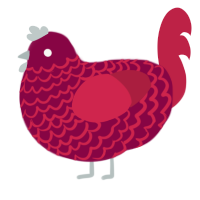 A maroon and crimson chicken with a lace pattern