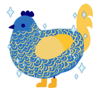 A sapphire and honey chicken with a double-lace pattern