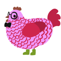 A lavender and crimson chicken with a lace pattern