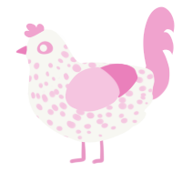 Sprinkles, a white and pink chicken with a speckle pattern