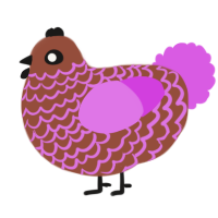 A russet and orchid chicken with a lace pattern
