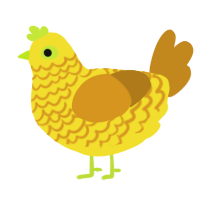 A yellow and ochre chicken with a lace pattern