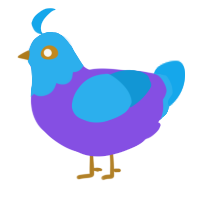 A blurple and sky chicken with a head pattern