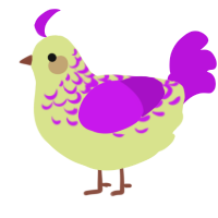 A lemon and amethyst chicken with a half-lace pattern