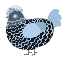 A sable and silver chicken with a lace pattern
