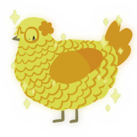 A lemon and gold chicken with a lace pattern
