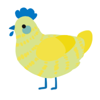 Lemon Wedge, a lemon and yellow chicken with a bar pattern