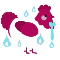 Chikn, a mist and maroon chicken with a head pattern