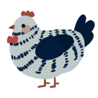 A silver and tumblr chicken with a bar pattern