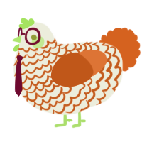 A sable and sky chicken with a lace pattern