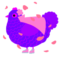 A blurple and violet chicken with a lace pattern