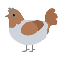 A mist and brown chicken with a head pattern