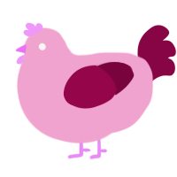 A pink and maroon chicken