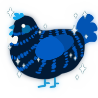 A tumblr and ultramarine chicken with a bar pattern