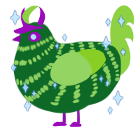 A leaf and lime chicken with a bar pattern