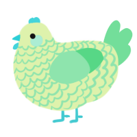 A apple and spring chicken with a lace pattern