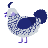 A mist and navy chicken with a lace pattern