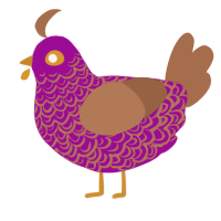 A plum and brown chicken with a double-lace pattern