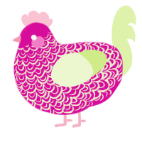 A fuchsia and apple chicken with a double-lace pattern