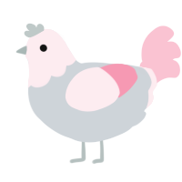 A mist and rose chicken with a head pattern