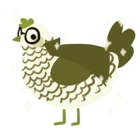 A white and olive chicken with a lace pattern