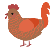 A brown and vermilion chicken with a lace pattern