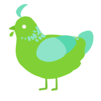 A grass and mint chicken with a neck-speckle pattern