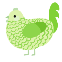 A apple and grass chicken with a lace pattern