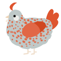 A silver and vermilion chicken with a speckle pattern