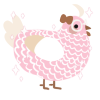 A rose and cream chicken with a lace pattern
