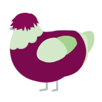 A wine and gluppy chicken with a head pattern