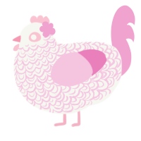 A white and pink chicken with a double-lace pattern