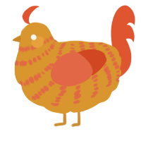 A orange and vermilion chicken with a bar pattern
