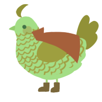A mint and chartreuse chicken with a lace pattern
