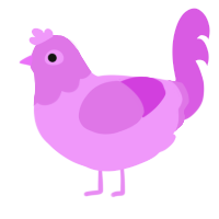A lavender and orchid chicken with a head pattern