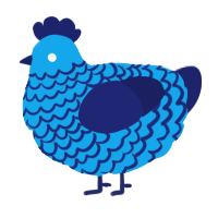 A sky and navy chicken with a lace pattern